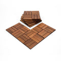Pack of 9 Deck Tiles for Balcony, Poolside, Outdoor Area - Solid Acacia Waterproof Interlocking Deck Tiles