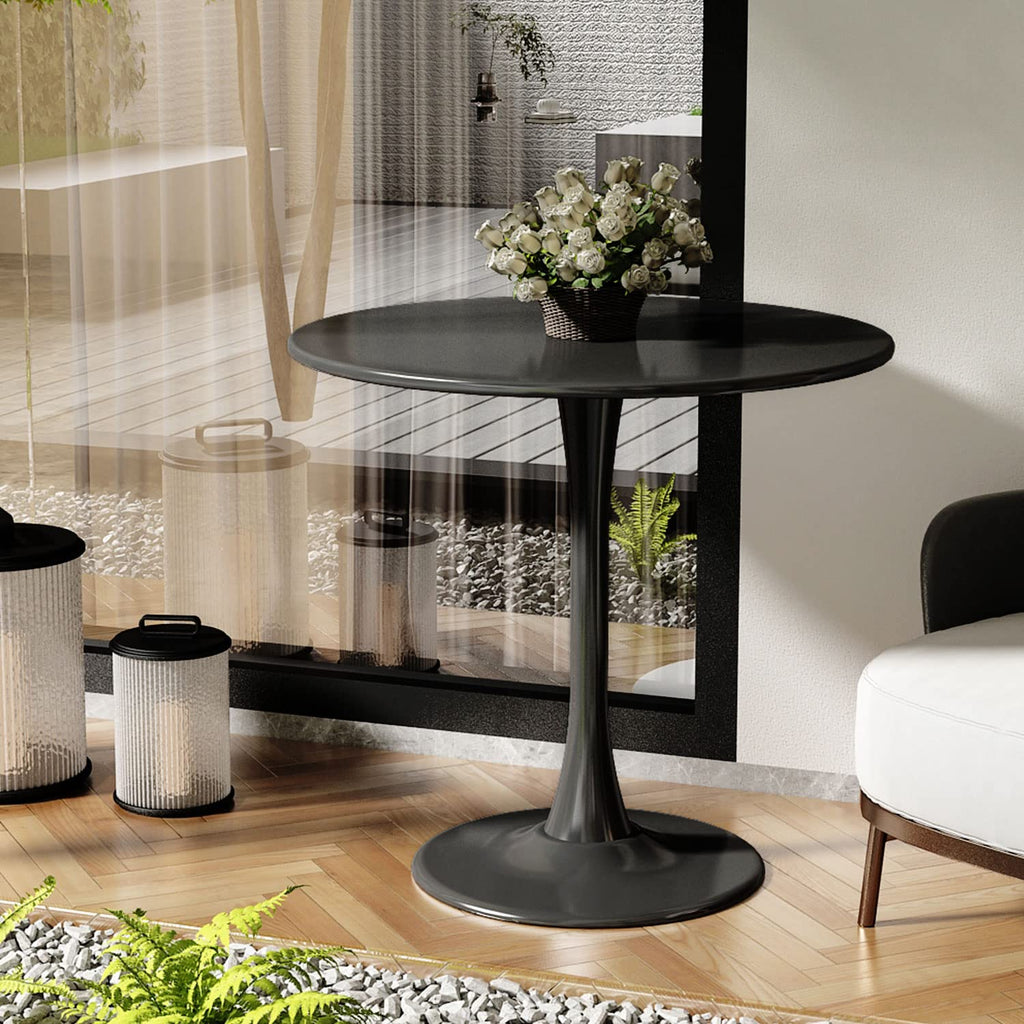 Inspired Saarinen Style Modern Black Round Dining Table 31.5 inch, Black Tulip Round Table for Two People, Mid Century Round Coffee Table