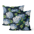 Navy Blue Floral Throw Pillow Covers 22x22 Inch 2 Pcs Blue Green Hydrangea Flower Decor Pillow Covers Spring Summer