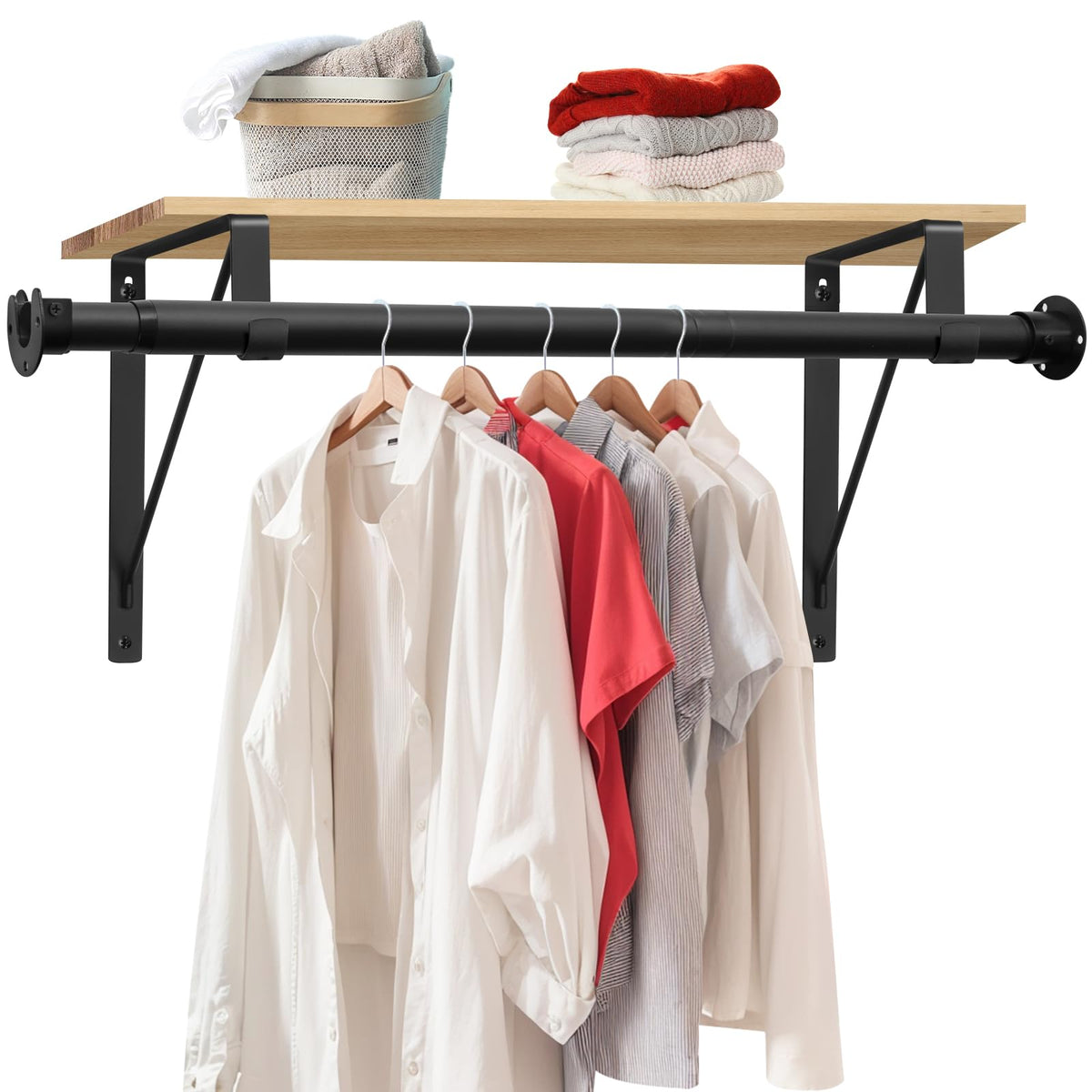 Closet Rod, 17 to 51 Inch Clothes Rods 1.3 Inches Heavy Duty Adjustable Closet Pole for Hanging Clothes and Heavy