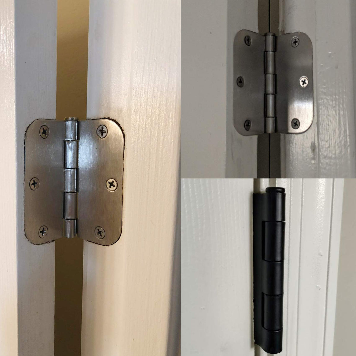 Rounded Matte Black Door Hinges 3.5 Inch 5/8" Radius Flat 30 Pack