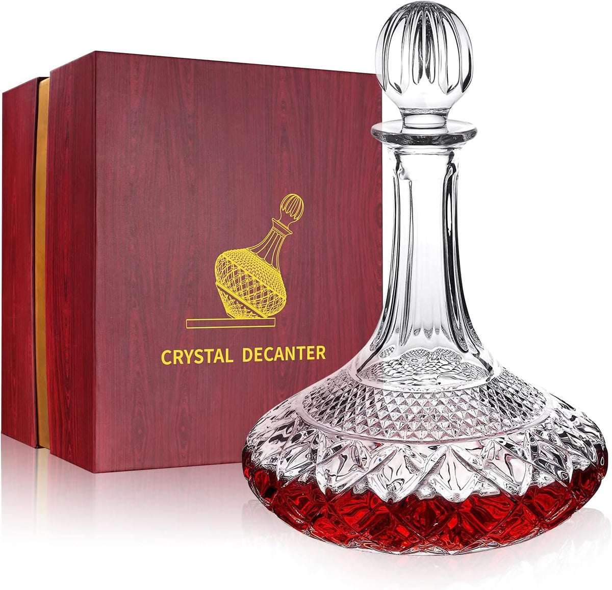 50oz Wine Decanter Crystal Bottle for Wine with Stopper- Top Red Wine Decanter Carafe Bottle with Luxury Box .Elegant