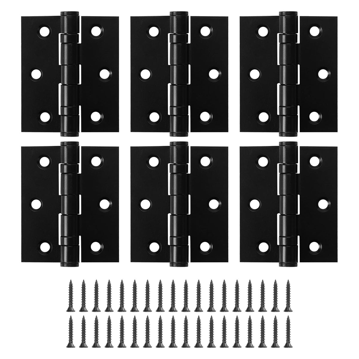 6 Pack Ball Bearing Door Hinges with Square Corners, 3 x 2.5 Inch Heavy Duty Stainless Steel Hinges with Screws for