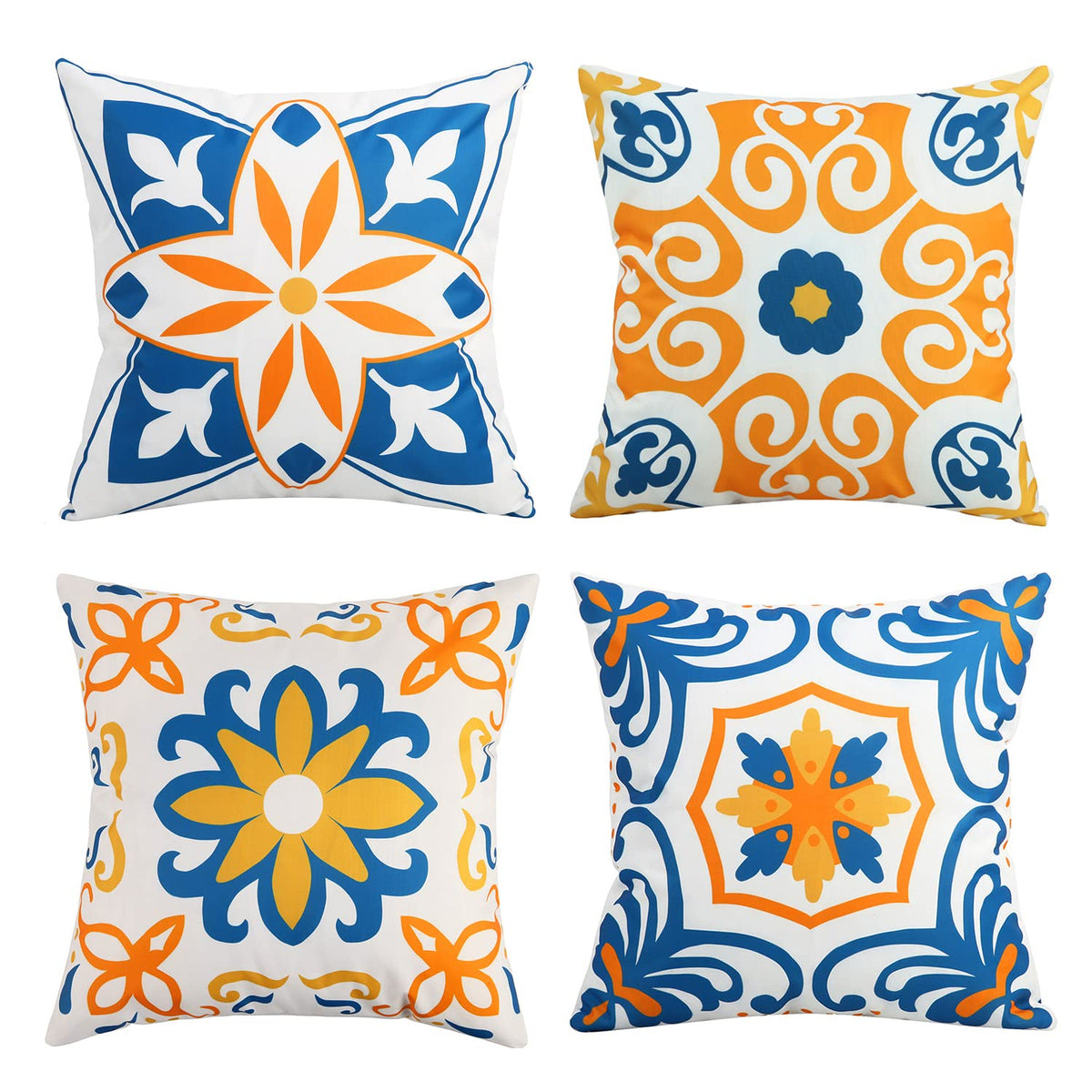 Outdoor Waterproof Throw Pillow Covers Set of 4 Floral Printed and Boho Farmhouse Outdoor Pillow Covers Funiture