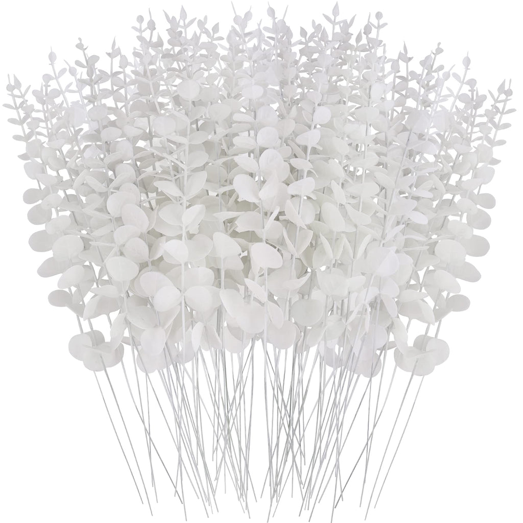 72 Pcs White Artificial Eucalyptus Stems 15" Faux Eucalyptus Branches
