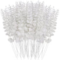 72 Pcs White Artificial Eucalyptus Stems 15" Faux Eucalyptus Branches