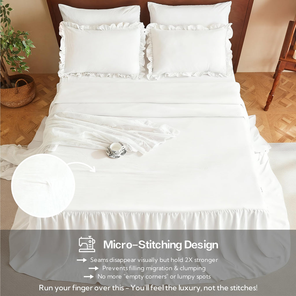 Brushed Microfiber Ruffle Skirt Bedspread Set, Shabby Chic Style