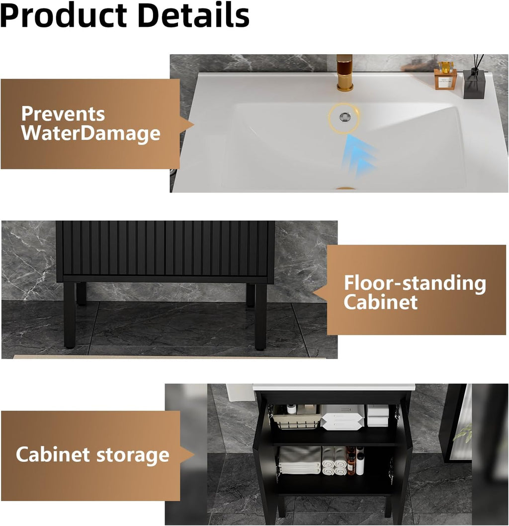 30" Freestanding Bathroom Vanity with Ceramic Sink