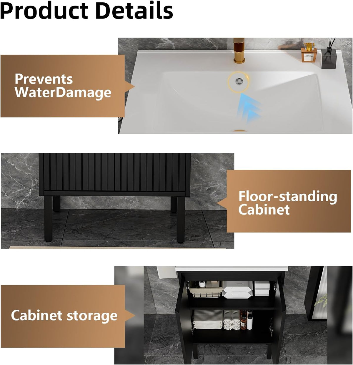 30" Freestanding Bathroom Vanity with Ceramic Sink