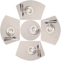 Small Round Table Placemats Set of 5 Wedge Shaped Place Mat with Centerpiece Round Mat Heat Resistant Table Mats