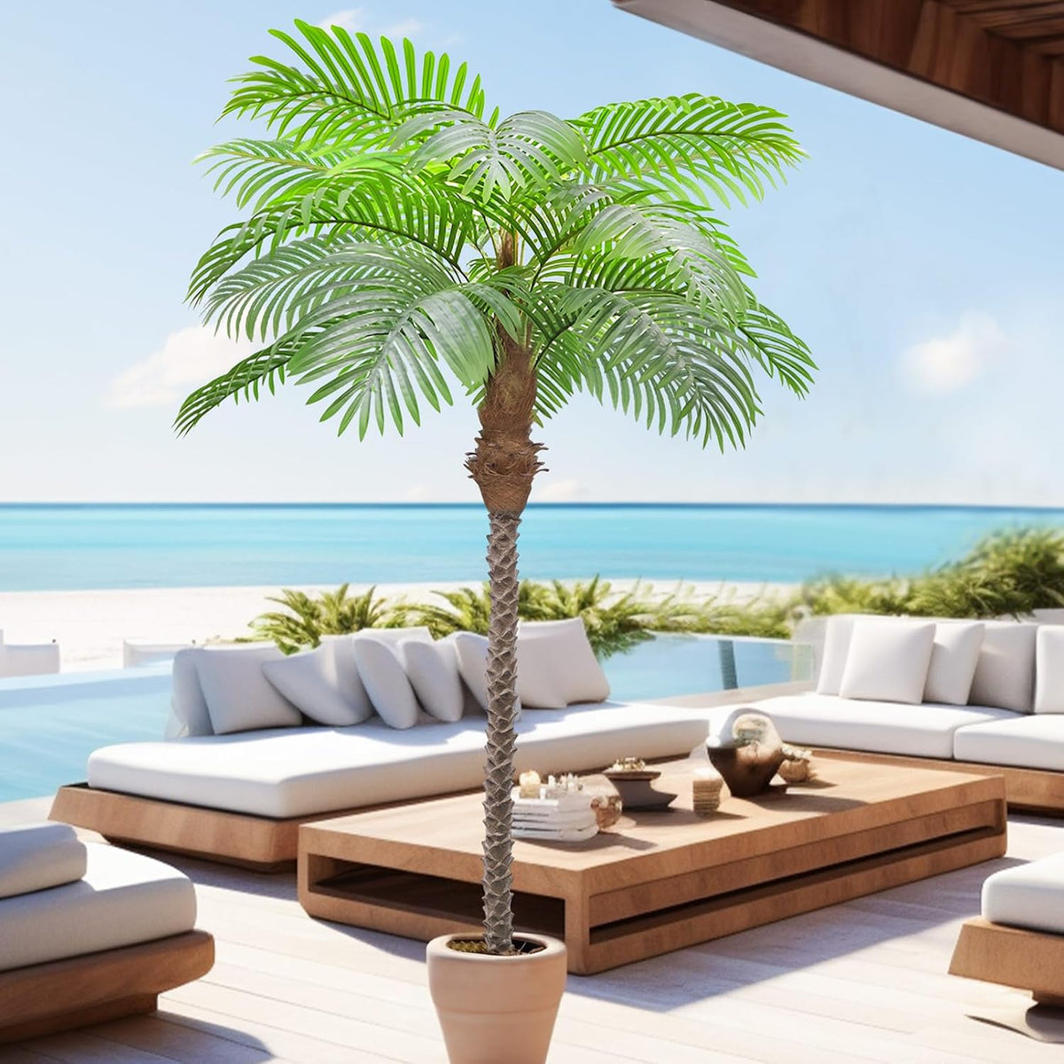Artificial Palm Tree 8.5ft Tall Trees Plants 20Leaves Outdoor Palm Trees for Outside Patio Trees for DecorIncreased