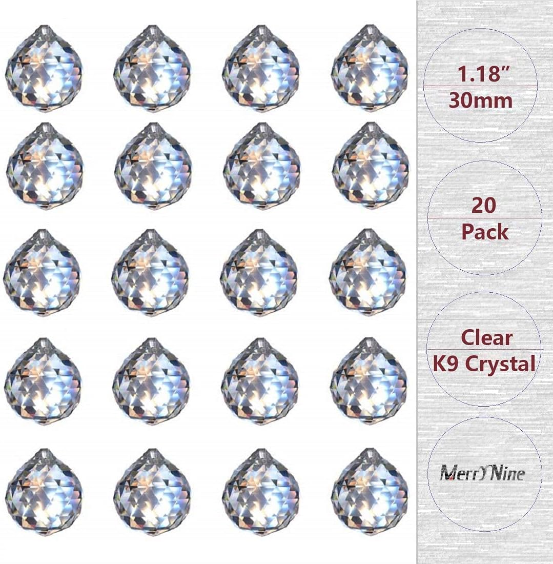 20pcs 30mm and 10 pcs 40mm Clear Crystal Prism Balls Sunshine Catcher Rainbow Pendants Maker