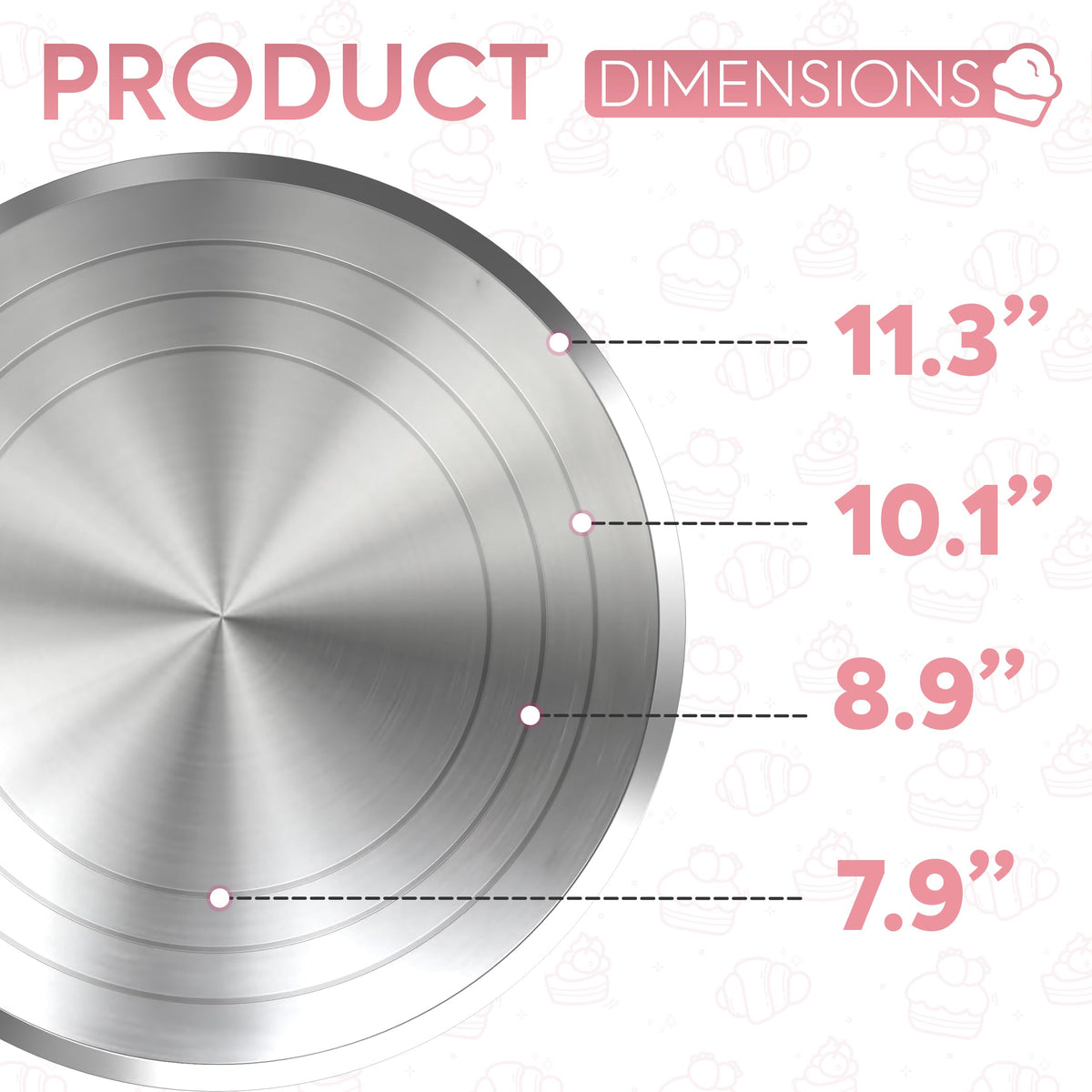 12 Inch Pink Aluminum Alloy Revolving Cake Stand for Cake Decorating