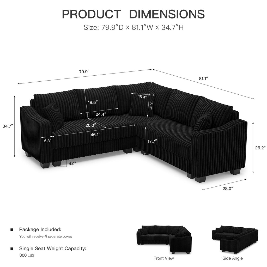 Convertible Sectional Couch with Chaise Corner Sectional Sofa L Shaped Couch Reversible Corner Upholstered Couches
