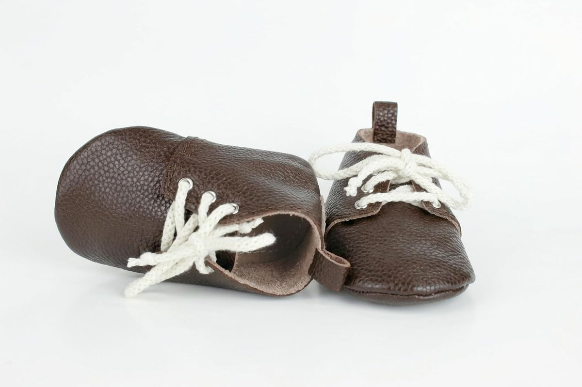Dark Brown Leather Baby Booties Moccasins Shoes