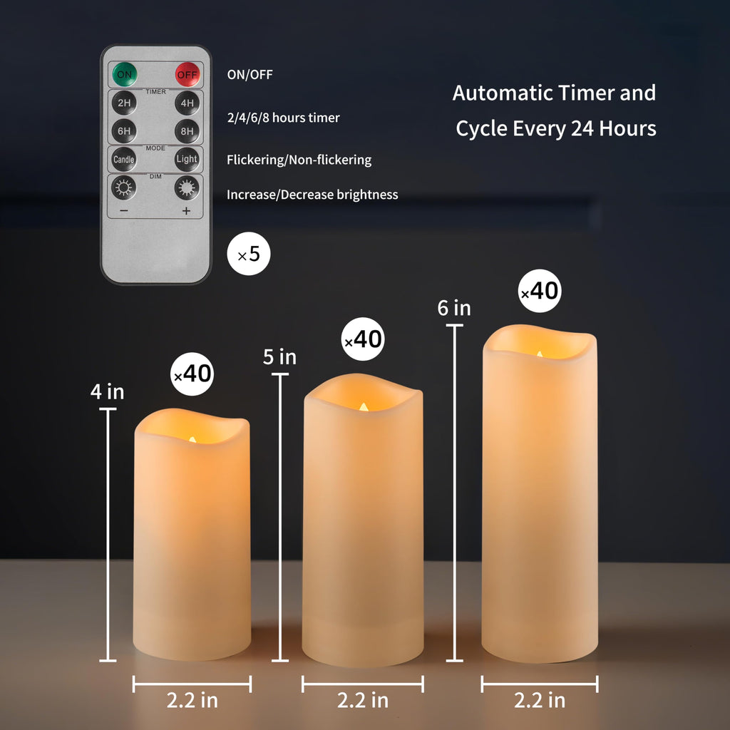 120 Pack Waterproof Outdoor Flameless Candles, Battery Operated Flickering LED Candles with Remote Control and Timer