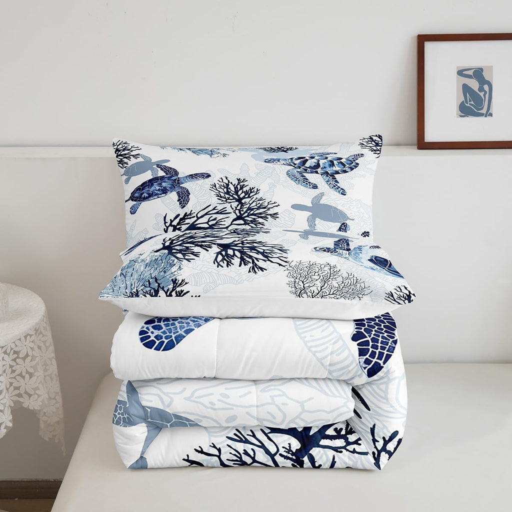 Hawaiian Turtle Bedding Set Retro Sea Turtle Comforter