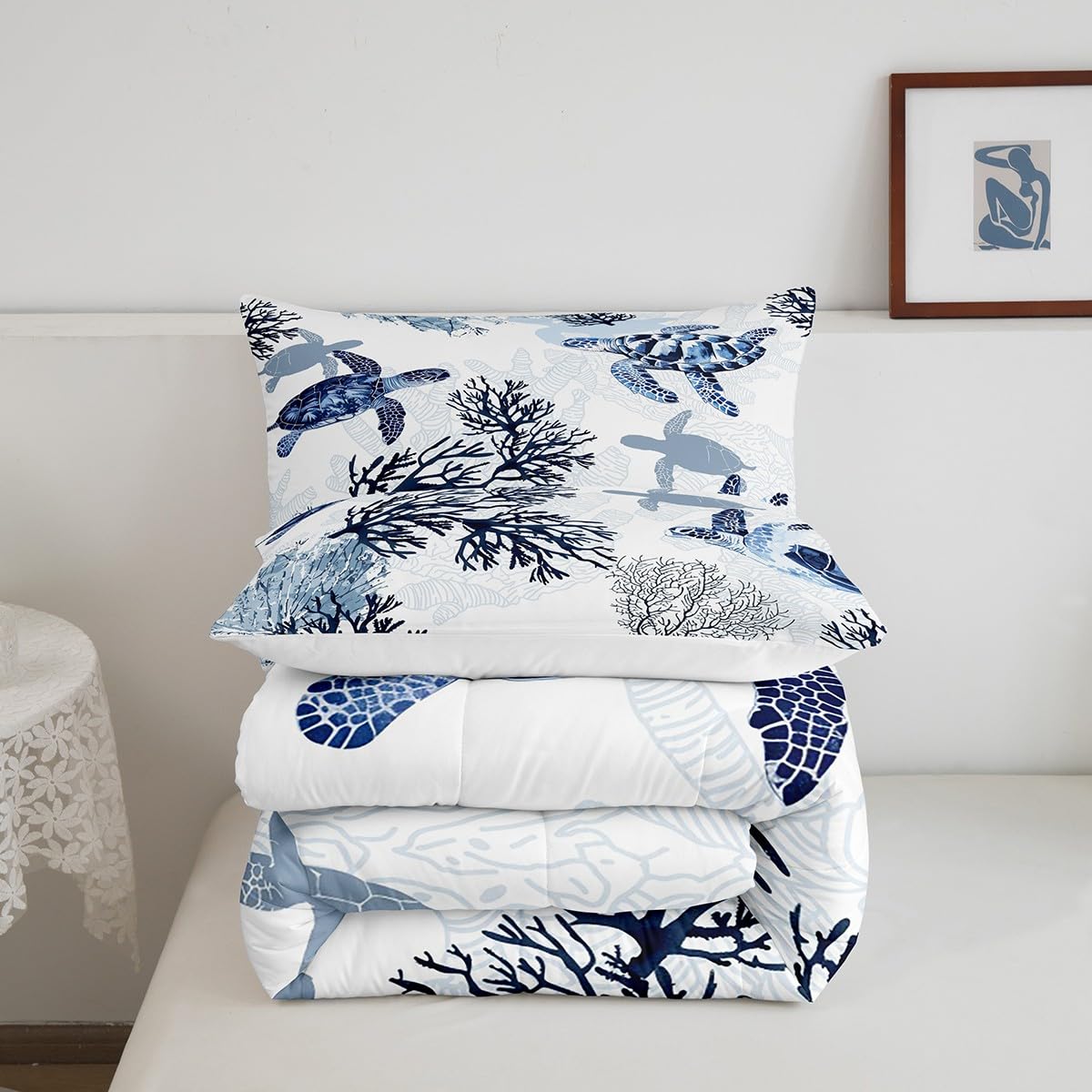 Hawaiian Turtle Bedding Set Retro Sea Turtle Comforter