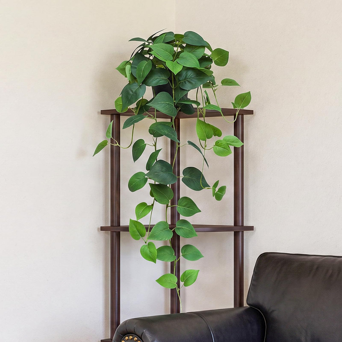 Fake Pothos Hanging Plants, 33" Potted Artificial Hanging Plant, Faux Pothos Silk Vines Hanging Plant Greenery Living
