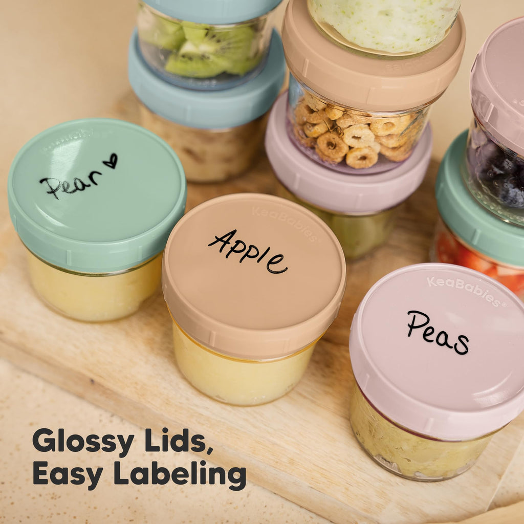 12pk 4oz Glass Baby Food Containers with Lids, BPA-Free,Musk Dusk