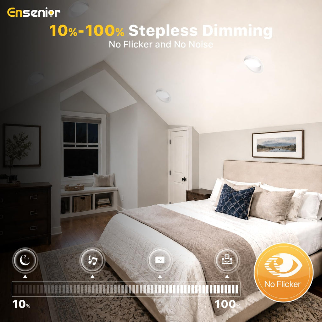 4 Inch Gimbal LED Recessed Light, 5CCT, 9W, 900LM, 4 Pack