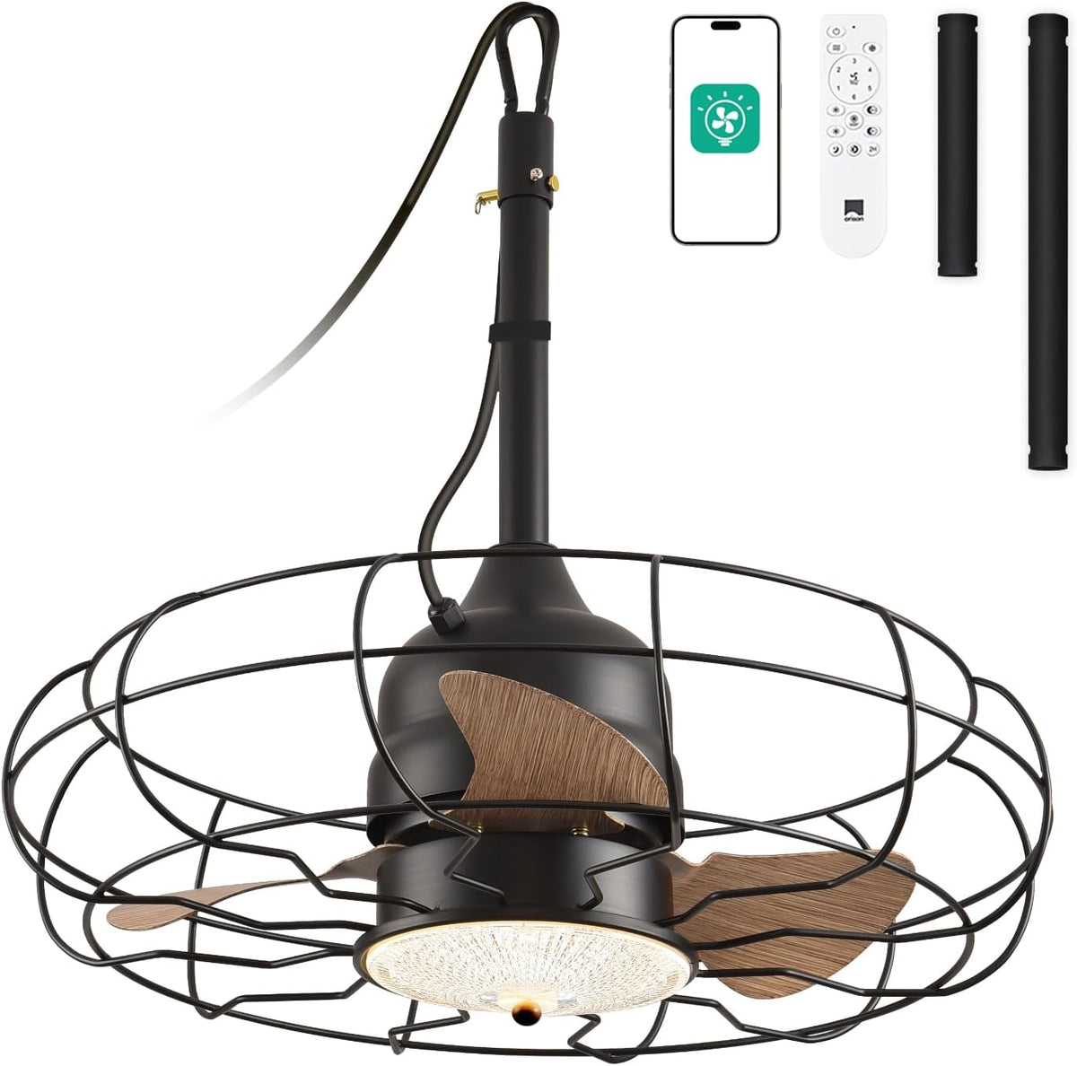 21" Outdoor Ceiling Fan with Light & Remote
