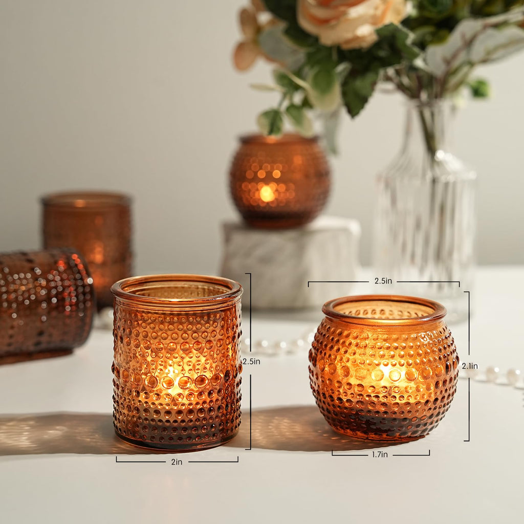 36 Pack Votive Candle Holders, Amber Hurricane Holders for Fall Centerpiece