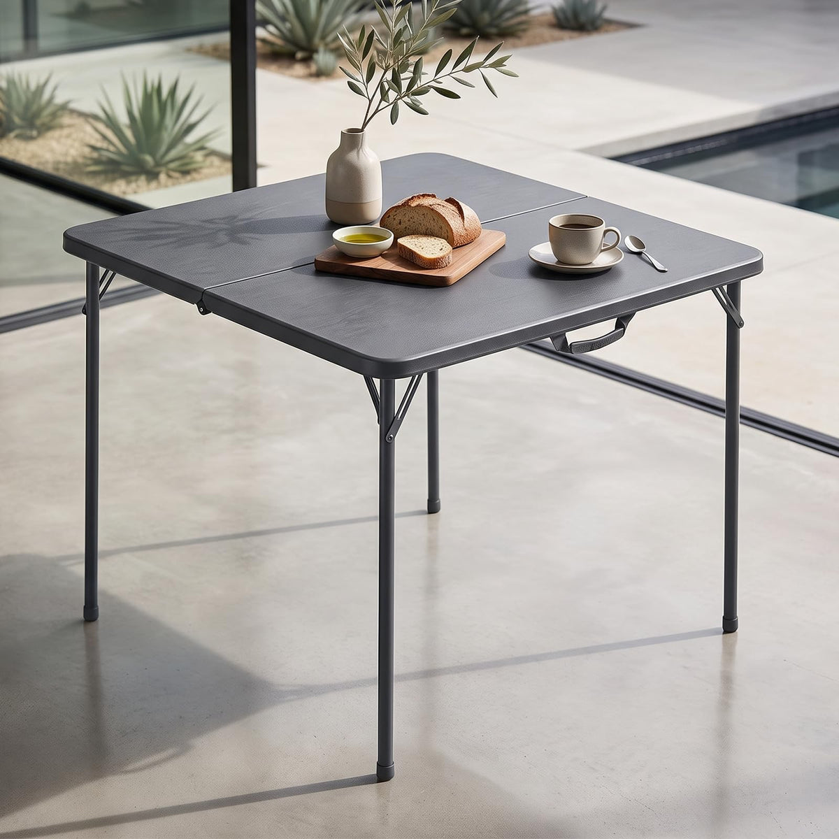 34" Square Folding Table for 4 Person, 330lbs Weight Capacity Foldable Table with HDPE Tabletop & Heavy-Duty Steel