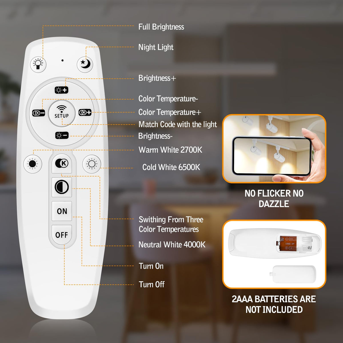 Zoomable 12W LED Track Light Head Dimmable H Track Lighting Remote Control Bright Ceiling Spotlight