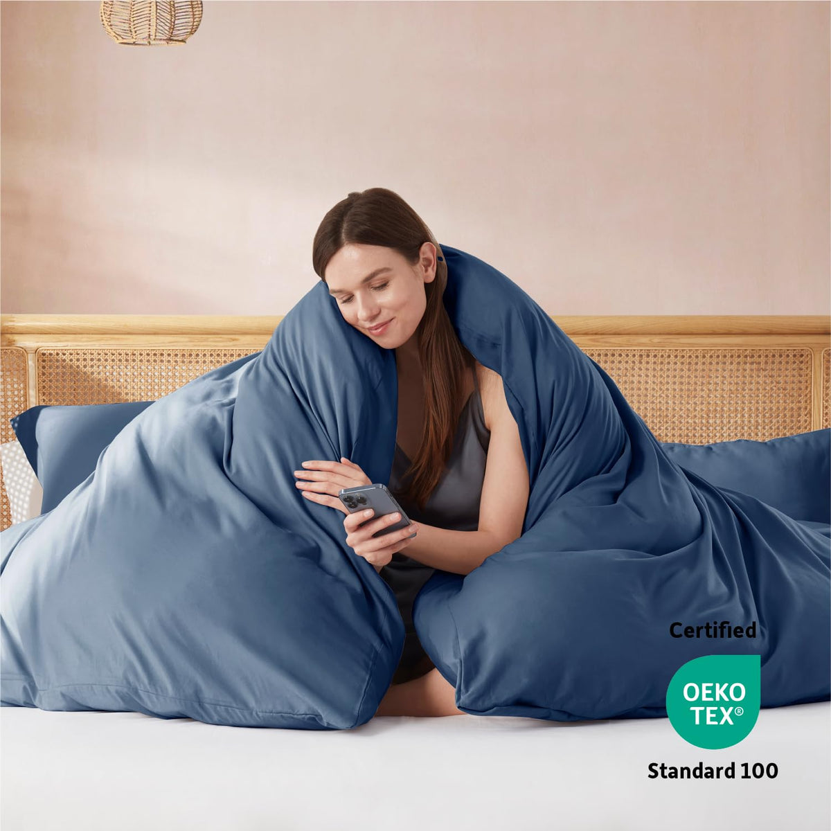 Navy Blue Duvet Cover Sets - Soft Double Brushed Duvet Cover, 3 Piece, with Button Closure