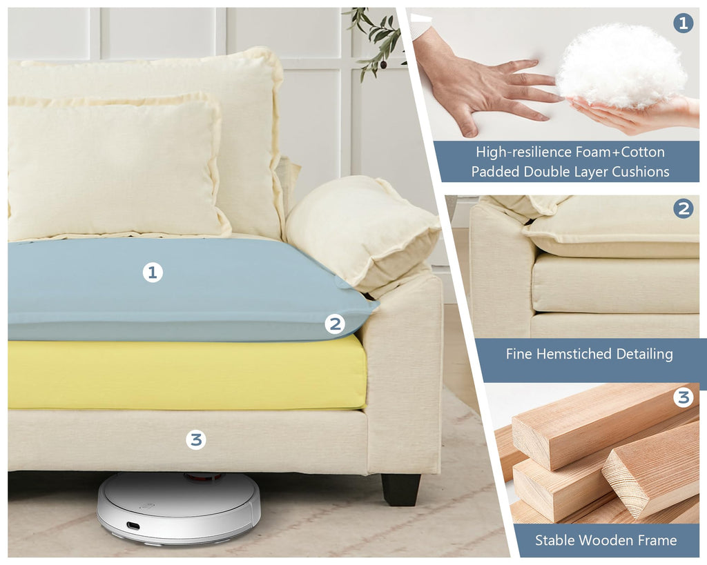 116" Oversized Modular Sectional Sofa U-Shaped Corner Cloud Couch with Ottoman, Convertible Deep Seat Chenille Couch
