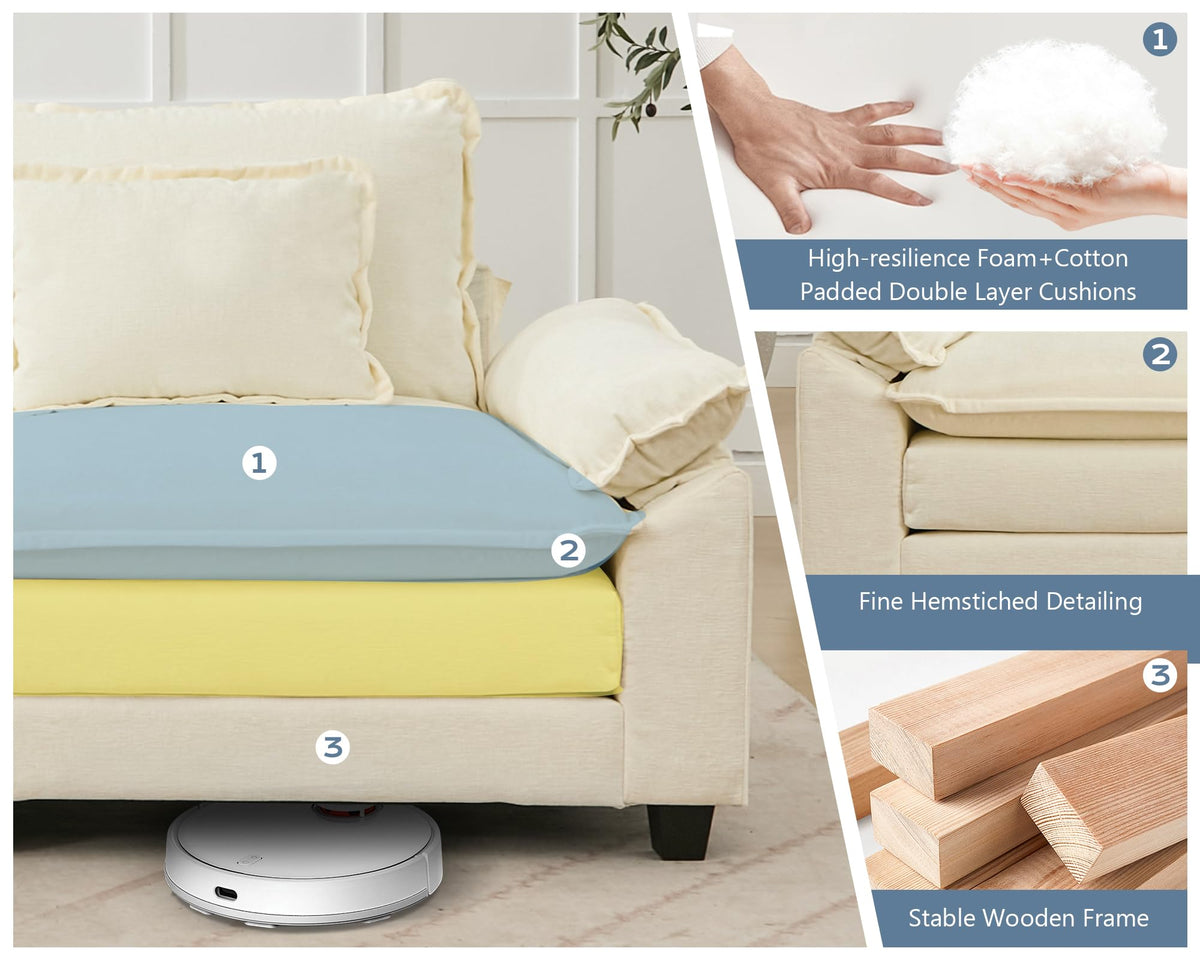 116" Oversized Modular Sectional Sofa U-Shaped Corner Cloud Couch with Ottoman, Convertible Deep Seat Chenille Couch