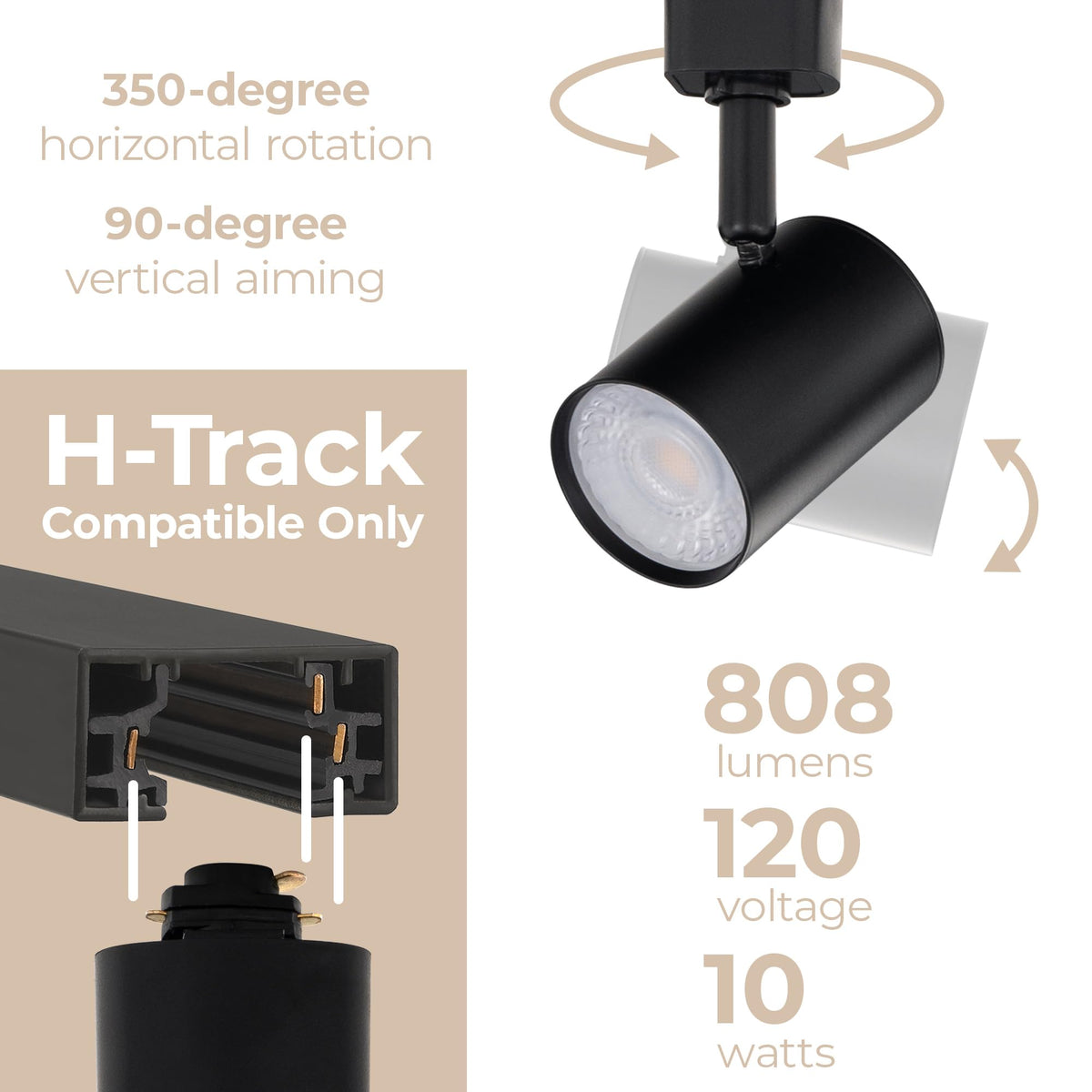 Amped Collection 3-Light 48in Field Cuttable LED Track Lighting Kit with 3 LED 3000K Warm White Track Heads, 4ft