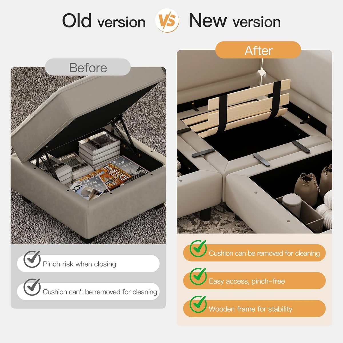 Modular Sectional Sofa with Ottomans Velvet Reversible Chaise Sleeper Bed Storage Seat Grey..., MD-S-1