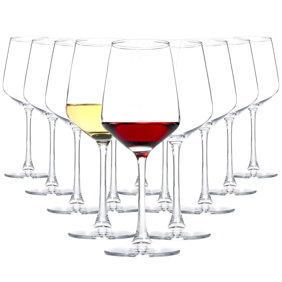 Red/White Wine Glasses Set of 12, 12 oz Clear Wine Glasses with Stem, Dishwasher Safe