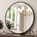 24 Inch Round Mirror - Circle Mirrors Wall Decor, Modern Hanging Vanity Mirror, Matte Black Circle Decorative Wall
