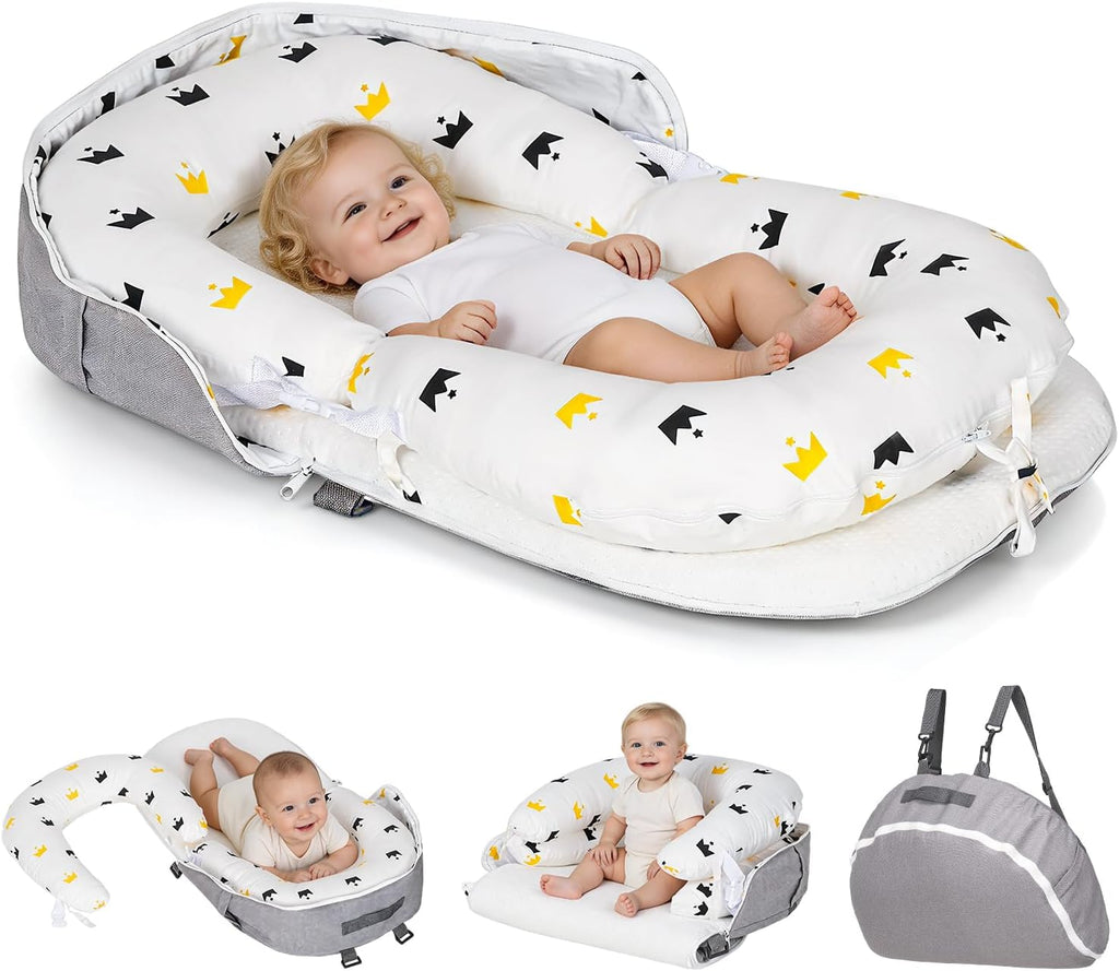 In-1 Baby Lounger for Newborns 0-24 Months, Portable & Foldable