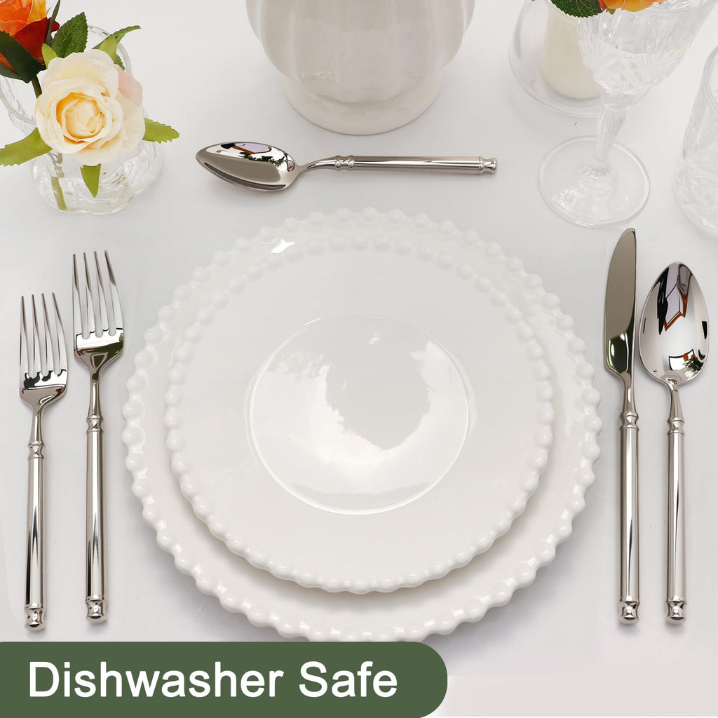 Silverware Set 18/10 Stainless Steel Vintage Flatware Set, 40-Piece Hand Forged Mirror Silver Finish Cutlery