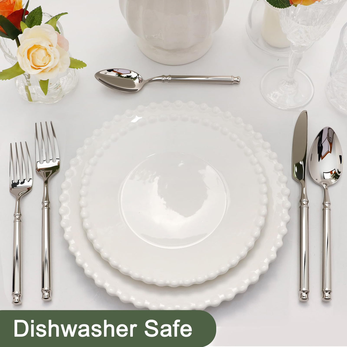 Silverware Set 18/10 Stainless Steel Vintage Flatware Set, 40-Piece Hand Forged Mirror Silver Finish Cutlery
