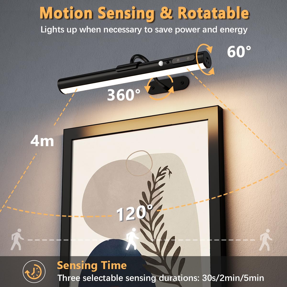 Motion Sensor Battery Operated Wall Sconce,Wireless Picture Lights