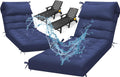 Waterproof Lounge Chair Cushion Set of 2, Outdoor Fade Resistant Chaise Lounger Replacement Cushions with 6 Ties