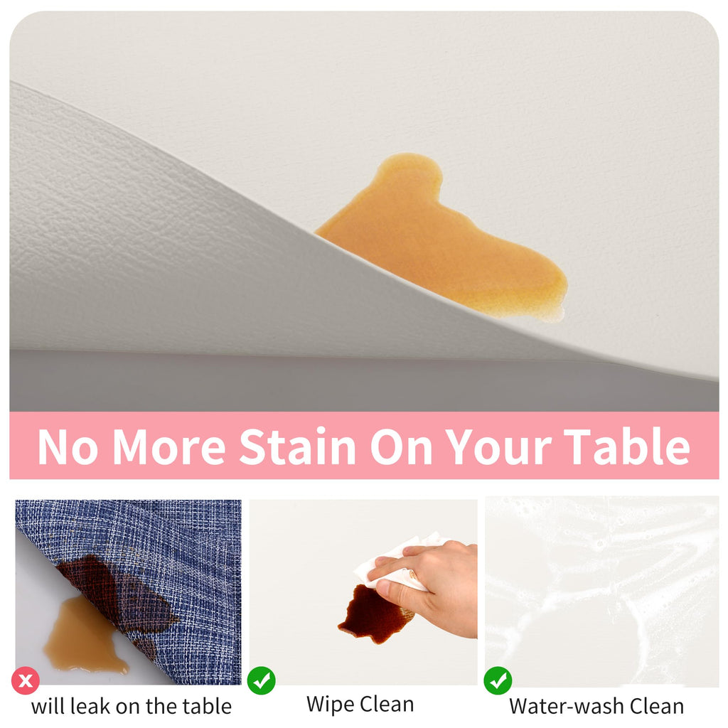 Faux Leather Placemats Set of 4, Easy to Clean, Ivory White