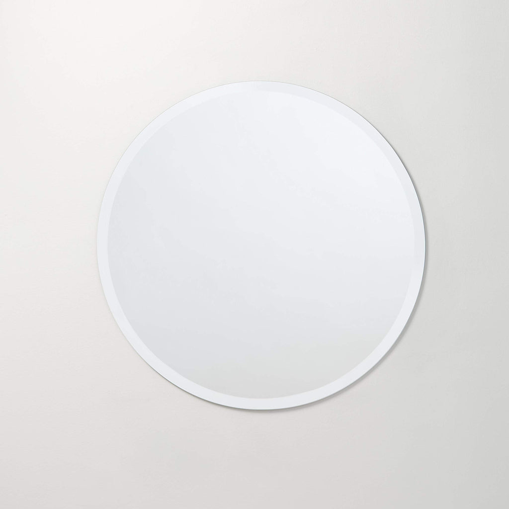 Frameless Round Mirror, 30" Diameter Circle Bathroom Wall Mirror w/Beveled Edge