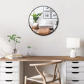 Round Metal Wall Mirror, 12 Inch, Black Frame Bathroom Mirror