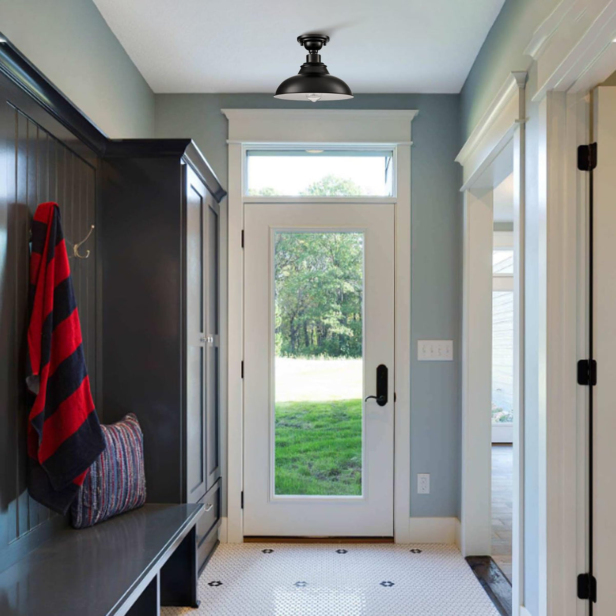 Farmhouse Black Semi Flush Mount Light 2 Pack