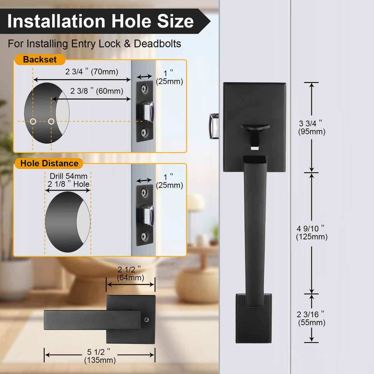Black Front Door Handle, Front-Door Handle and Deadbolt Set
