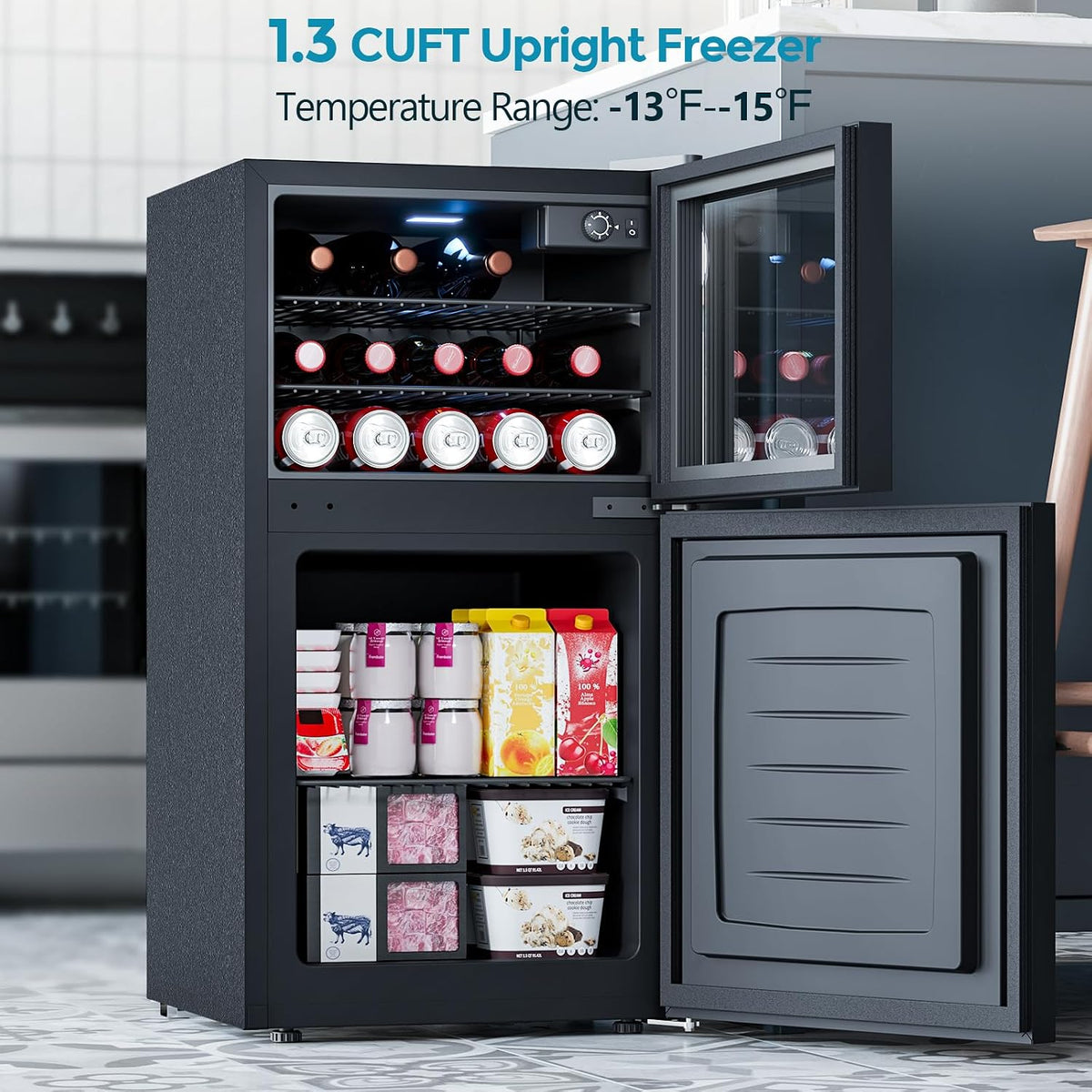 2.6 Cu.Ft Mini Fridge with Freezer, 2 Door Compact Refrigerator, Freestanding Beverage Wine Cooler for Bedroom