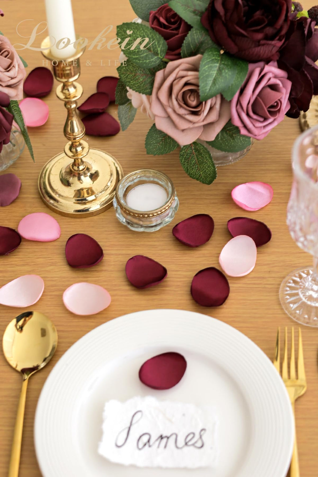 300pcs Rose Petals Burgundy Pink Silk Flower Petals