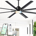 72" Black Outdoor Smart Ceiling Fan with Light