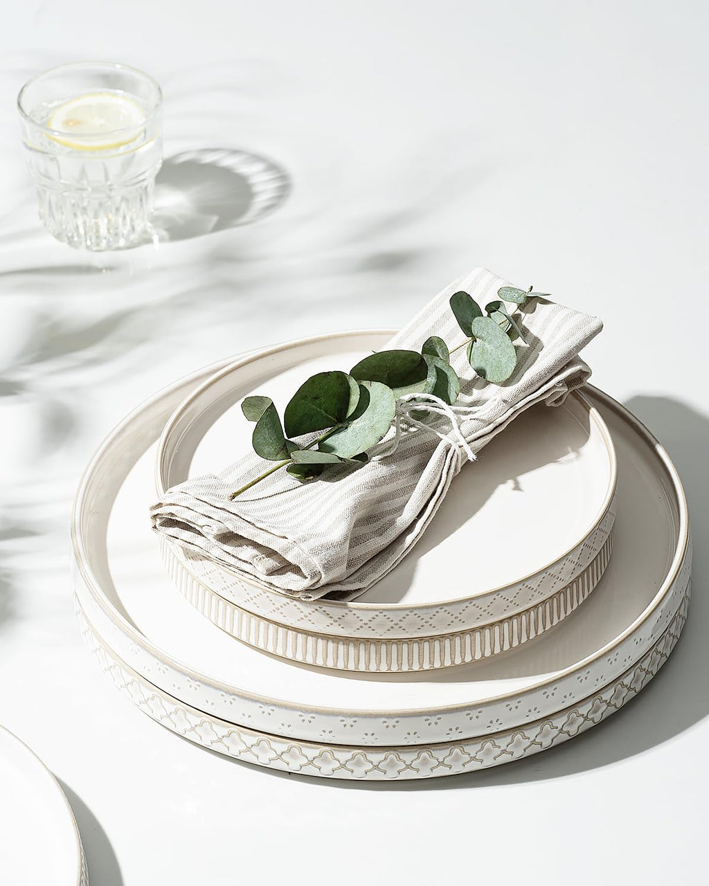 Dinnerware Sets, Plates and Bowls Sets (10.5" Dish + 8" Dish + 6" Bowl) for 4, Microwave and Dishwasher Safe, Ceramic